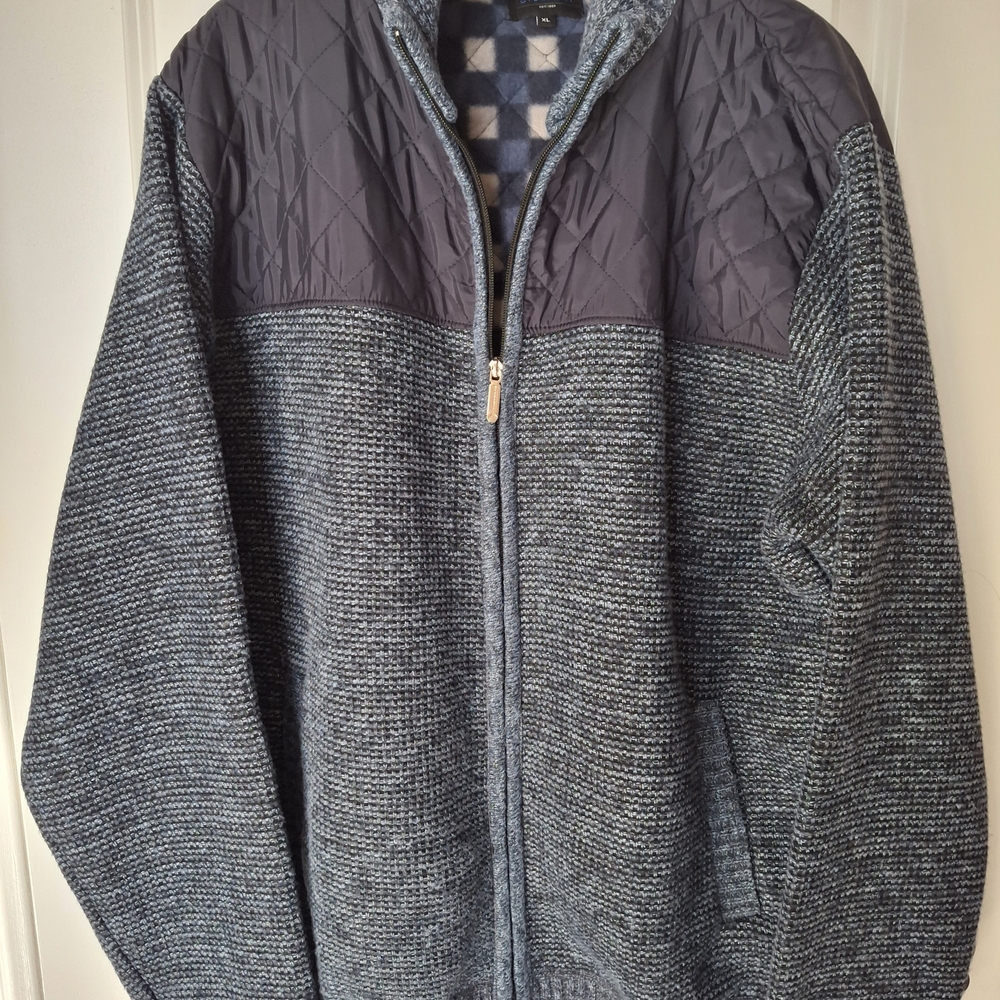 Men's Charcoal Quilted Zip-Up Jacket
